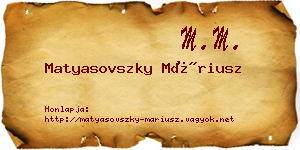 Matyasovszky Máriusz névjegykártya